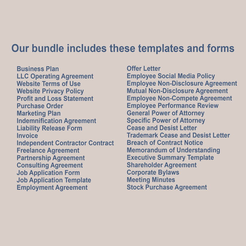 Business Startup Legal Bundle, Attorney-Written & Editable Instant Dow ...