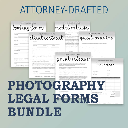 Photography Legal Forms Bundle, Attorney-Written & Editable