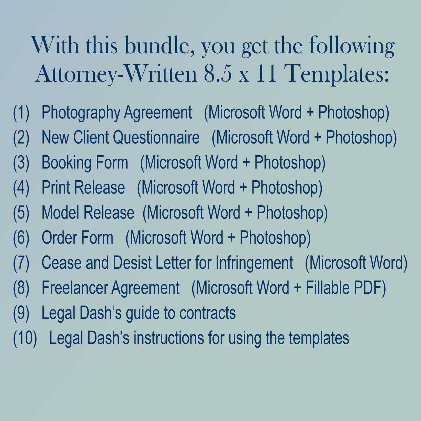 Photography Legal Forms Bundle, Attorney-Written & Editable