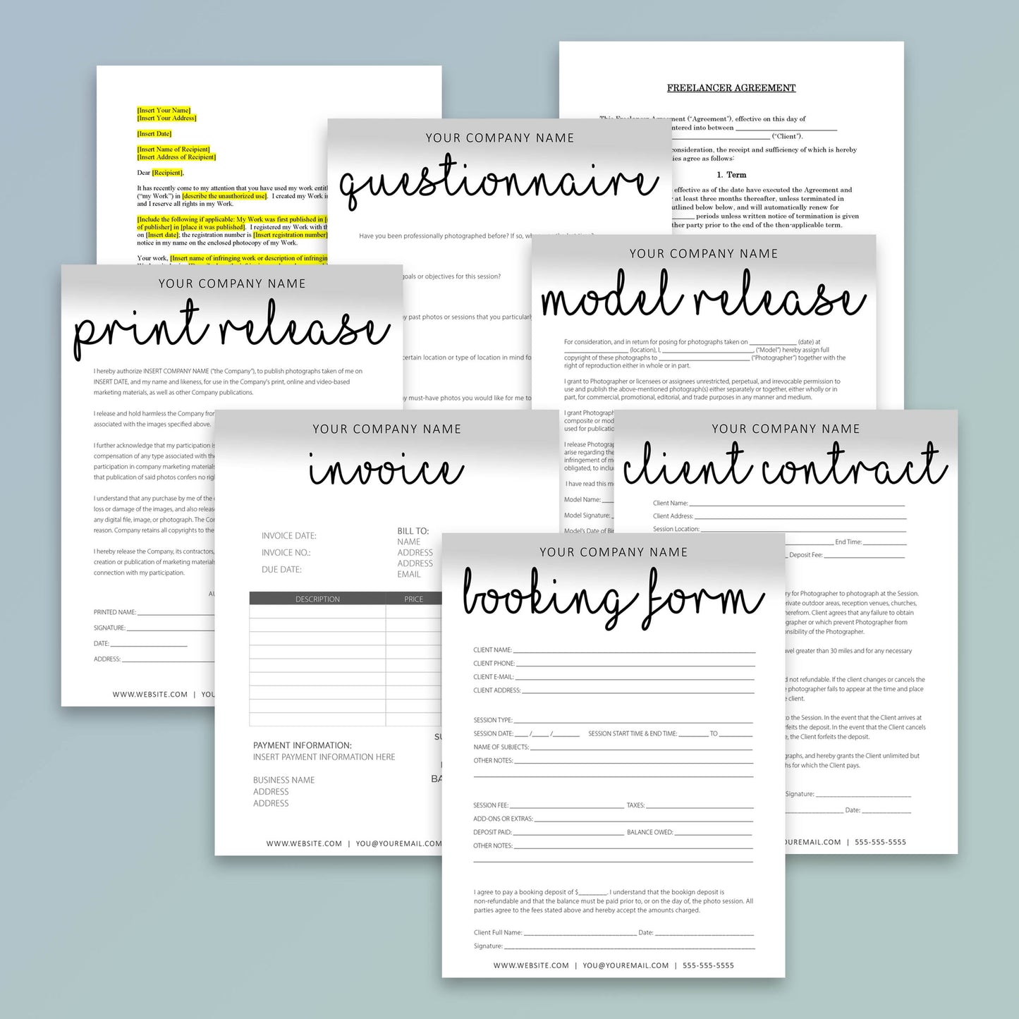 Photography Legal Forms Bundle, Attorney-Written & Editable