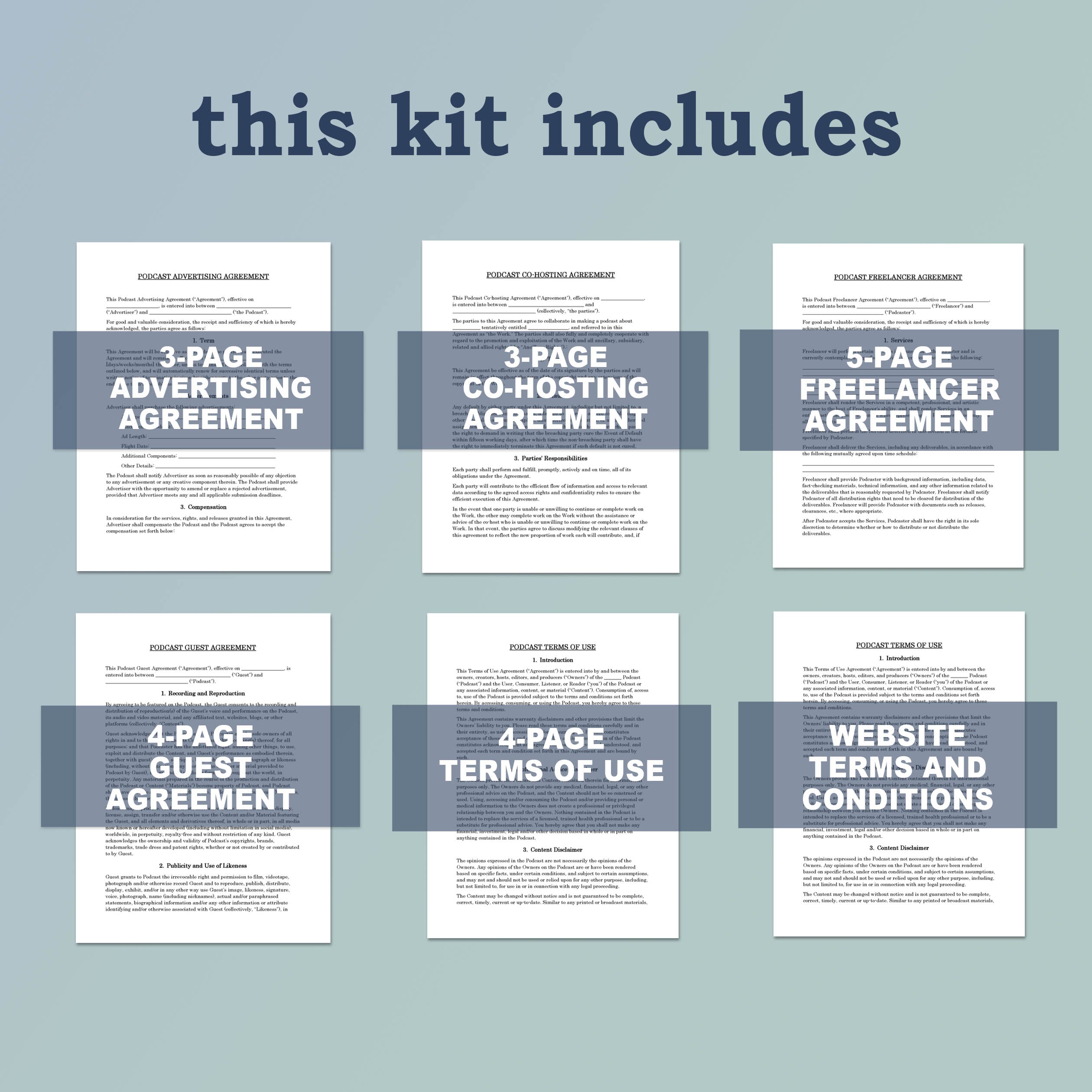 Printable Pod Forms.pdf Podcast Legal Forms Bundle, Attorney-Written & Editable – Legal Dash Forms