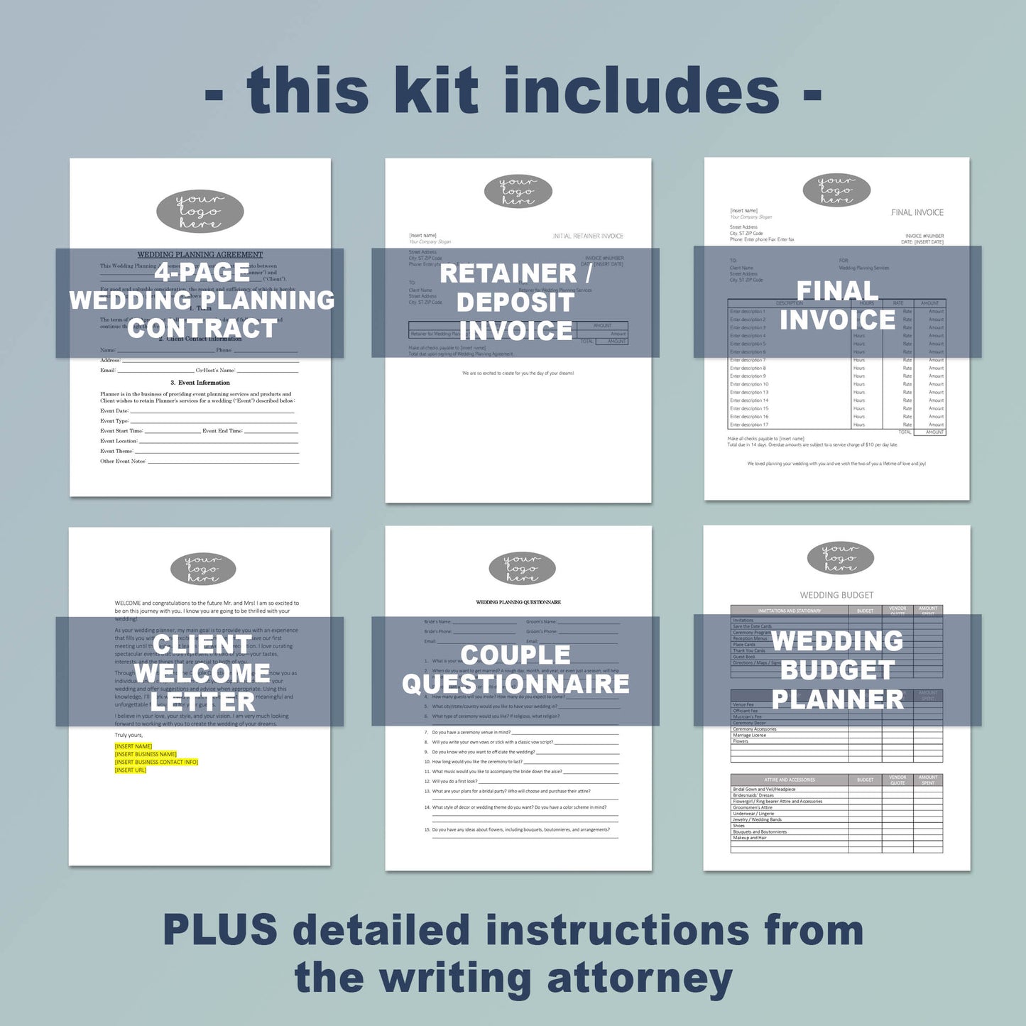 Wedding Planner Legal Forms Bundle, Attorney-Written & Editable