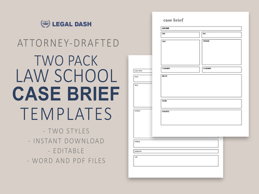 Law School Case Brief Form, Attorney-Written